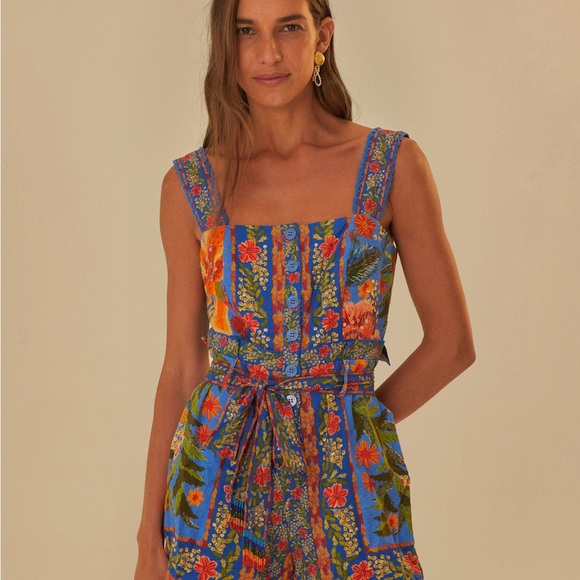 FARM Rio Pants - FARM Rio Blue Floral Jumpsuit